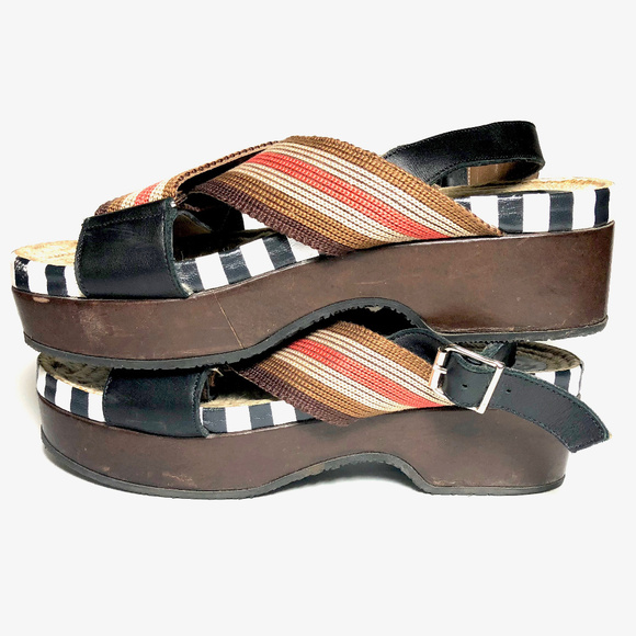 SOLD! Marni Women Leather Raffia Sandals - Picture 4 of 8